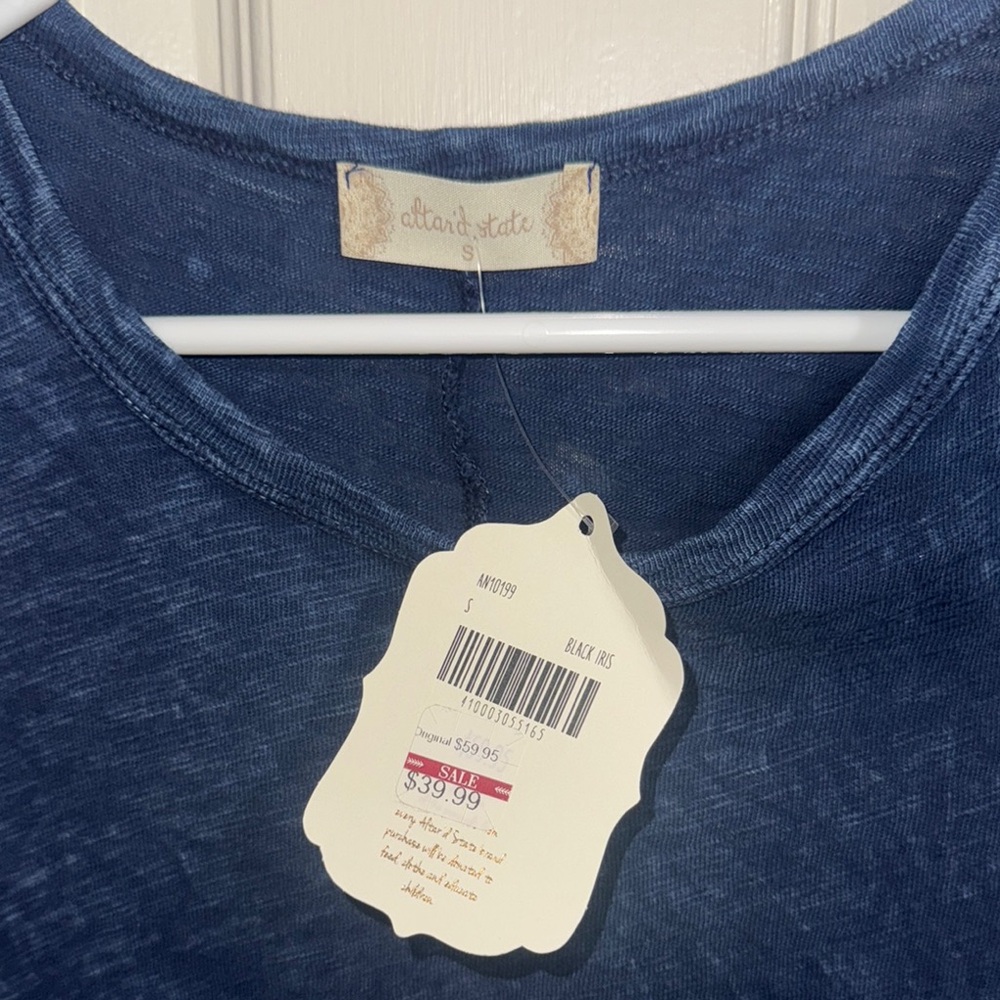 Blue Ruffled Short Sleeve Top - Picture 2 of 6